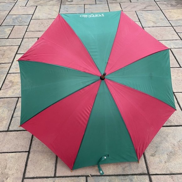 Vintage Conde Nast Portfolio Wooden Umbrella Green and Red - Picture 14 of 16